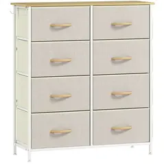 HOMCOM Chest of Eight Fabric Drawers - Beige - 1