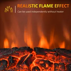 HOMCOM Contemporary Electric Fireplace Coal Burning Flame Effect Inset Fire Place Space Heater Glass View LED Lighting with Remote Control, 1000W/2000W, Silver - 6