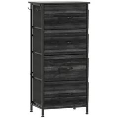 HOMCOM Chest of Four Fabric Drawers - Black - 1