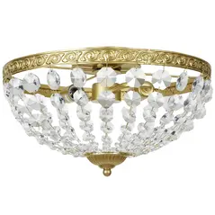 HOMCOM Crystal Chandelier Ceiling Light with 168 Octagonal Beads, Vintage 2-Light Flush Mount Ceiling Light for Living Room, Bedroom, Hallway, Dining Room, Gold Tone - 1