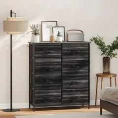 HOMCOM Chest of Eight Fabric Drawers - Black - 2