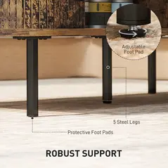 HOMCOM Coffee Table with Storage, Living Room Table with Slatted Tambour Sliding Doors and Foot Pads, Rectangular Coffee Table with Elevated Base for Living Room, Rustic Brown - 7