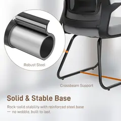 HOMCOM Desk Chair No Wheels, Office Chair with Mesh Back, Lumbar Support, Metal Base for Waiting Room, Conference Room, Dark Grey - 6