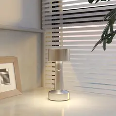 HOMCOM Cordless Table Lamp, Touch LED Desk Lamp with Rechargeable Battery, 3 Colour, for Bedroom Living Room, Silver - 2