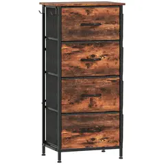 HOMCOM Chest of Four Fabric Drawers - Rustic Brown - 1