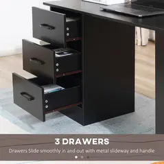 HOMCOM Computer Desk, Home Office Desk, Writing Table, PC Workstation with 3 Storage Shelves and 3 Drawers for Working, Study, 120 x 49 x 72 cm, Black - 5