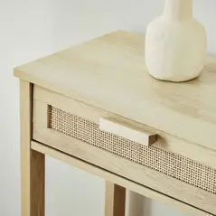 HOMCOM Console Sofa Table Hallway Side Desk with Storage Shelf Drawer for Entryway Living Room Bedroom Natural - 8