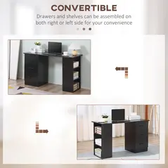 HOMCOM Computer Desk, Home Office Desk, Writing Table, PC Workstation with 3 Storage Shelves and 3 Drawers for Working, Study, 120 x 49 x 72 cm, Black - 6