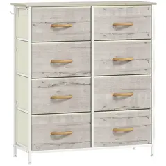 HOMCOM Chest of Eight Fabric Drawers - Natural Wood Finish - 1