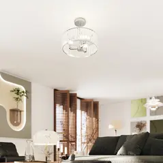 HOMCOM Crystal Ceiling Light Fixture, Semi Flush Mount Modern Crystal Chandelier Ceiling Light for Living Room, Bedroom, Hallway, Dining Room, E14 Base 3-Lights, Bulbs Not Included, Silver Tone - 9