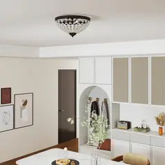 HOMCOM Crystal Chandelier Ceiling Light with 168 Octagonal Beads, Vintage 2-Light Flush Mount Ceiling Light for Living Room, Bedroom, Hallway, Dining Room, Black - 8