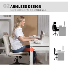 HOMCOM Criss Cross Chair with Wheels, No Arms - Beige - 5