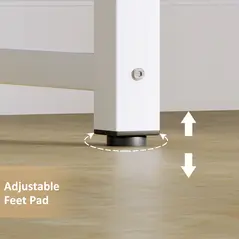 HOMCOM Computer Desk, Writing Table, 100 x 60 x 76cm Workstation for Home Office, Study with Metal Frame, Simple Assembly, White - 4