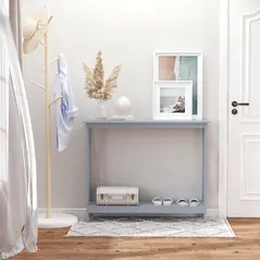 HOMCOM Console Table Hallway Desk w/Storage Shelf, X Design for Living Room Entryway, Grey - 2