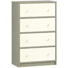 HOMCOM Chest of Drawers, Dresser with 4 Fabric Drawers - White and Grey - 1
