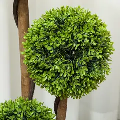 HOMCOM Decorative Artificial Trees Boxwood Ball Topiary Trees Set of 2 in Pot, Fake Plants for Home Indoor Outdoor Decor - 9