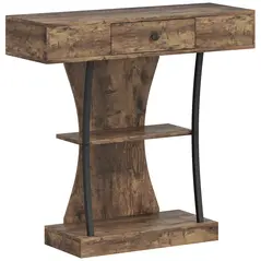 HOMCOM Console Table, 3-Tier Industrial Hallway Table with Drawer, Storage Shelves, 91 x 32 x 87 cm, Rustic Brown - 1