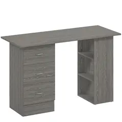 HOMCOM Computer Desk, Home Office Desk, Writing Table, PC Workstation with 3 Storage Shelves and 3 Drawers for Working, Study, 120 x 49 x 72 cm, Grey - 1