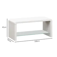 HOMCOM Curved Two-Tier Coffee Table - High Gloss White - 3