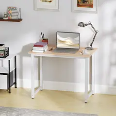 HOMCOM Computer Desk, Writing Table, 100 x 60 x 76cm Workstation for Home Office, Study with Metal Frame, Simple Assembly, White - 8