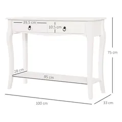 HOMCOM Console Table Modern Sofa Side Desk with Storage Shelves Drawers for Living Room Entryway Bedroom Ivory White - 3