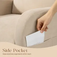 HOMCOM Corduroy Rocking Armchair - Beige - 6