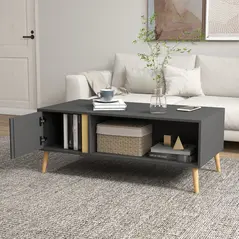 HOMCOM Coffee Table for Living Room, Modern Centre Table with Storage Compartments and Cabinets, Rectangular Side Table, 115x 58x 45cm, Grey - 7