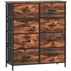 HOMCOM Chest of Eight Fabric Drawers - Rustic Brown - 1