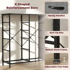 HOMCOM Chest of Ten Fabric Drawers - Charcoal Grey - 7