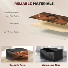 HOMCOM Chest of Four Fabric Drawers - Rustic Brown - 6