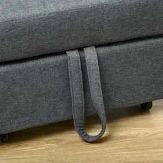 HOMCOM Convertible Chair Bed with Padding Seat, 4-in-1 Multi-Functional Sleeper Sofa Bed, Recliner with Adjustable Backrest, Side Pocket, Wheels and Pillow, for Living Room, Grey - 7