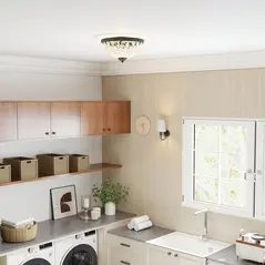 HOMCOM Crystal Chandelier Ceiling Light with 168 Octagonal Beads, Vintage 2-Light Flush Mount Ceiling Light for Living Room, Bedroom, Hallway, Dining Room, Black - 7