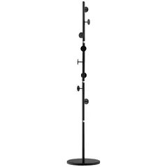 HOMCOM Coat Rack Free Standing Hall Tree with 8 Round Disc Hooks for Clothes, Hats,Purses, Steel Entryway Coat Stand with Marble Base for Entryway, Living Room, Bedroom, Black - 1