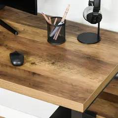 HOMCOM Computer Desk Writing Desk Home Office PC Laptop Workstation with Storage Shelf 120 x 60 x 76cm Black Brown Wood Effect - 7