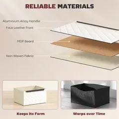 HOMCOM Chest of Drawers, Dresser with 2 Fabric Drawers and Aluminium Handles - White - 5