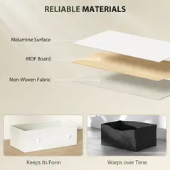 HOMCOM Chest of Drawers, Dresser with 6 Fabric Drawers - White and Grey - 5