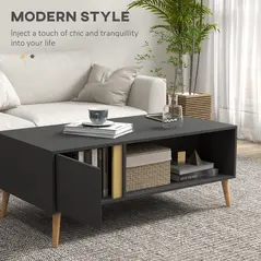 HOMCOM Coffee Table for Living Room, Modern Centre Table with Storage Compartments and Cabinets, Rectangular Side Table, 115x 58x 45cm, Grey - 4