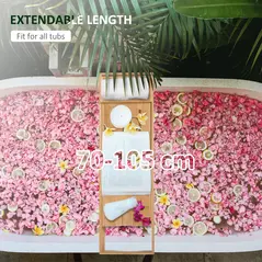 HOMCOM Extendable Bamboo Bathtub Shelf Rack Bath Caddy Tray Bathroom Storage - 4