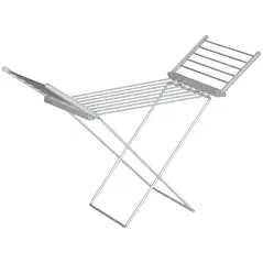 HOMCOM Electric Heated Clothes Dryer, Folding Energy-Efficient Indoor Airer with Extendable Wings, Laundry Drying Horse Rack, Silver - 1