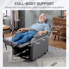 HOMCOM Electric Rise/Recline Armchair, with Reading Light - Grey - 7