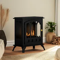 HOMCOM Ethanol Fireplace Stove, Freestanding Bioethanol Fire, Indoor Ethanol Burner with 0.9 Litres Volume, Burns for Up to 3.3 Hours, 21 Inch, Black - 7