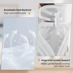 HOMCOM Ergonomic Office Chair with Foldable Backrest, 2D Headrest - Light Grey - 5