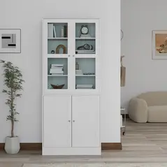 HOMCOM Double Storage Display Cabinet - White - 8