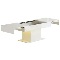 HOMCOM Extendable Coffee Table with LED Lights and Storage - High Gloss White - 1