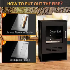 HOMCOM Ethanol Fireplace Stove with Shelf, Freestanding Bioethanol Fire, Indoor Ethanol Burner with 0.9 Litres Volume, Burns for Up to 3.3 Hours, 27 Inch, Black - 5