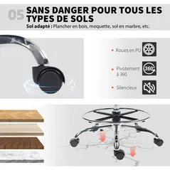 HOMCOM Draughtsman Chair, with Adjustable Lumbar - Black - 8