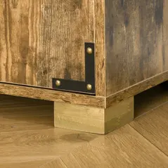 HOMCOM Farmhouse 4-Door Cabinet, Freestanding Tall Cupboard with Storage Shelves for Bedroom & Living Room, Rustic Wood Effect - 7