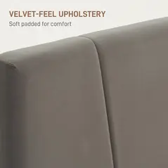 HOMCOM Double Bed Frame, with Velvet-Feel Headboard - Grey - 5