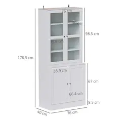 HOMCOM Double Storage Display Cabinet - White - 3