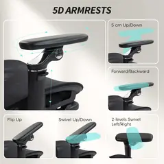 HOMCOM Ergonomic Office Chair, High Back Mesh Desk Chair, Black - 7